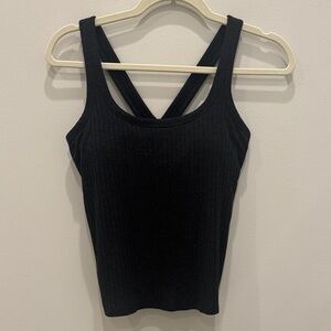 Vuori Plie Black Heather Ribbed Tank Top